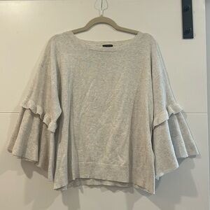 Ann Taylor Factory Light Gray Balloon Ruffle Sleeve Women's Sweater
